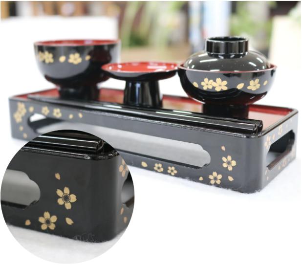 略式仏膳 6.5寸 桜蒔絵入り　アップ